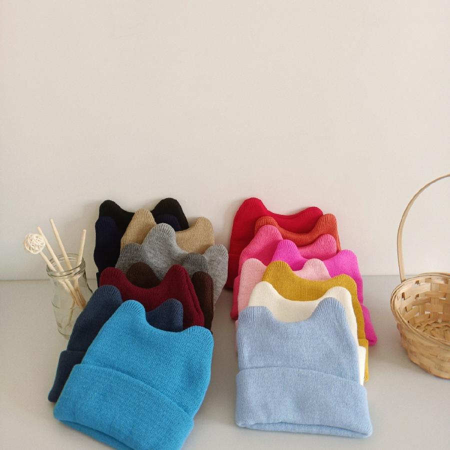 ベビー帽子 男の子 女の子 ベビー キッズ 子供服 ニット レッド ブルー ピンク うさ耳 かわいい カラバリ豊富 | plusnao | 13