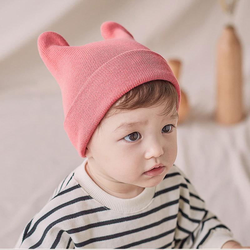 ベビー帽子 男の子 女の子 ベビー キッズ 子供服 ニット レッド ブルー ピンク うさ耳 かわいい カラバリ豊富 | plusnao | 02