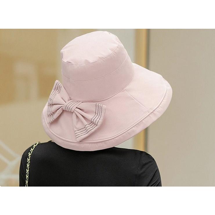 帽子 ハット つば広 リボン レディース 女性 ぼうし あご紐付き 顎紐 無地 単色 シンプル カジュアル 日よけ 日除け 日焼け防止 UV 紫外線対 | plusnao | 05