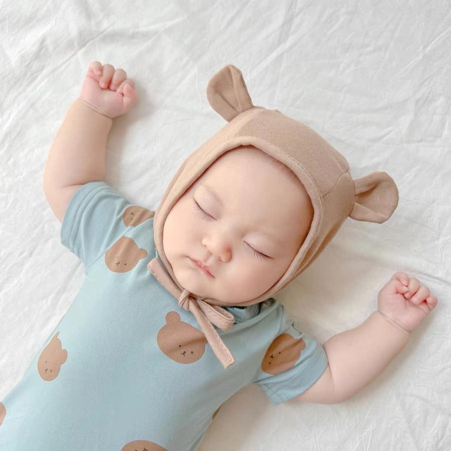 ベビー帽子 ベビー 赤ちゃん帽子 クマ耳帽子 クマ柄帽子 かわいい おしゃれ 紐付き バリエーション豊富 | plusnao | 02