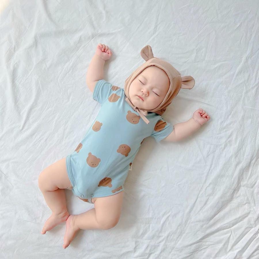 ベビー帽子 ベビー 赤ちゃん帽子 クマ耳帽子 クマ柄帽子 かわいい おしゃれ 紐付き バリエーション豊富 | plusnao | 04