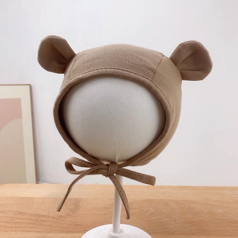 ベビー帽子 ベビー 赤ちゃん帽子 クマ耳帽子 クマ柄帽子 かわいい おしゃれ 紐付き バリエーション豊富 | plusnao | 06
