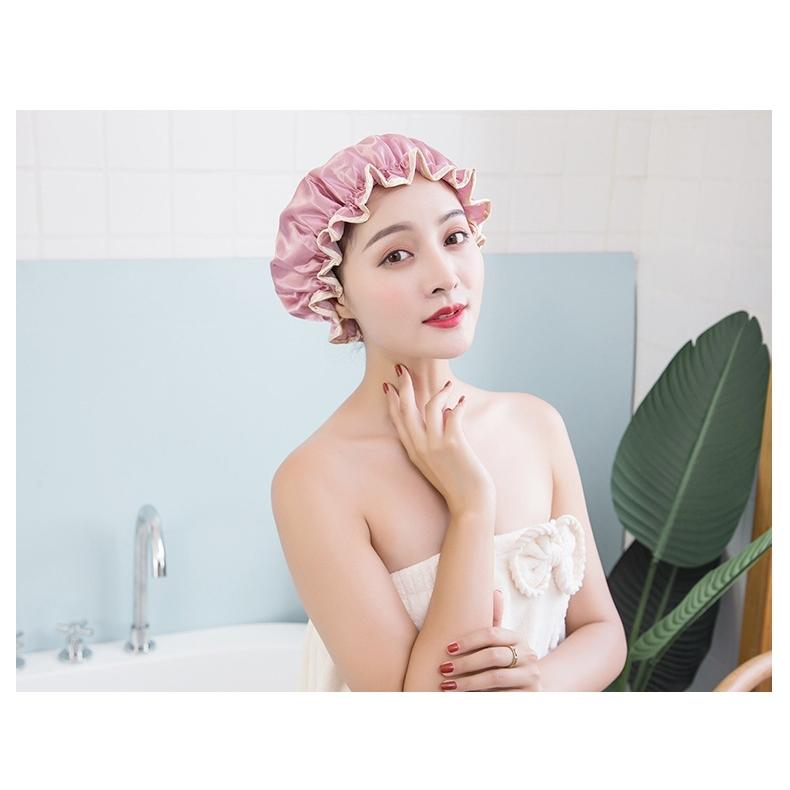 シャワーキャップ バスキャップ 入浴キャップ ヘアキャップ 浴用帽子 レディース 女性 婦人 大人 キャップ 帽子 ぼうし シンプル 髪濡れ防止 防水 | plusnao | 02