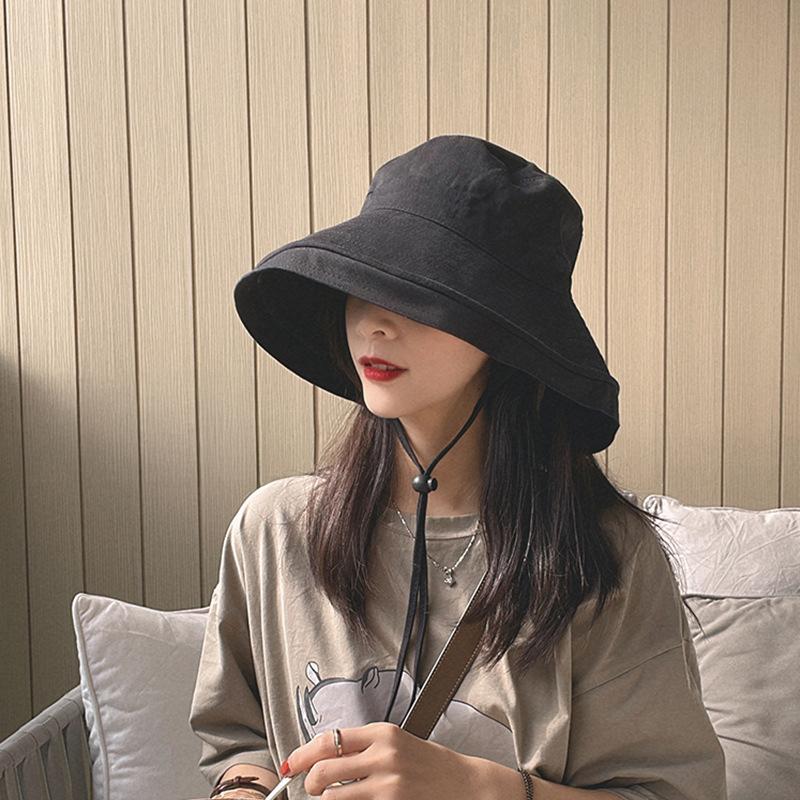 女優帽 レディース 女性 帽子 つば広 あご紐付 折りたたみ UVケア 紫外線対策 日焼け防止 日よけ 無地 シンプル 春夏秋冬 | plusnao | 03