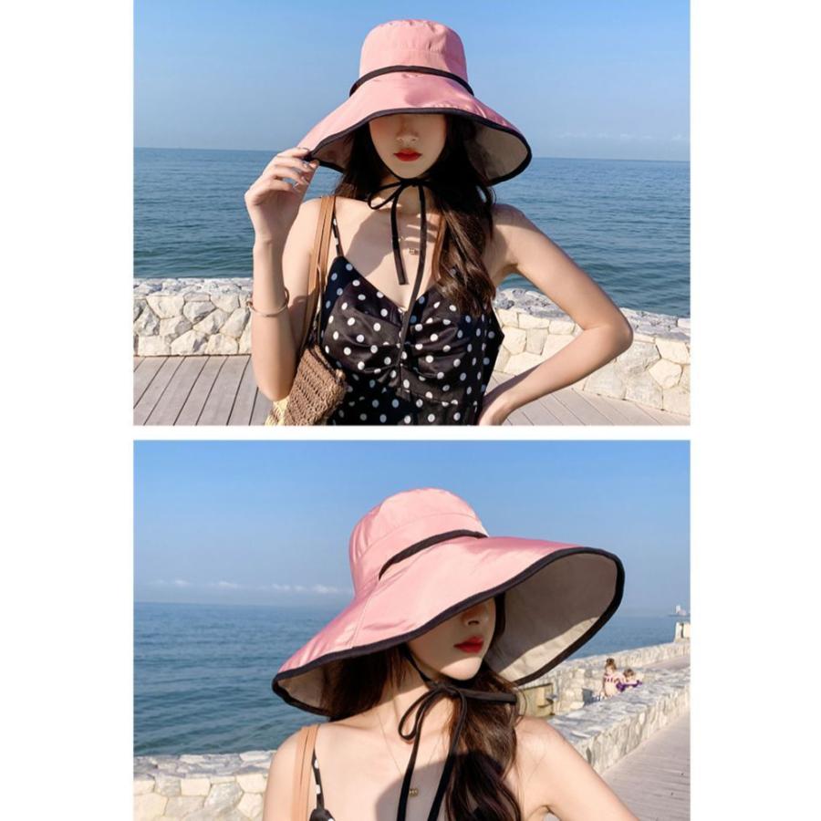 帽子 つば広帽 女優帽 キャペリン ハット レディース ぼうし 紐付き リバーシブル 両面 折りたたみ 飛ばない 日除け 紫外線対策 日焼け予防 UV | ブランド登録なし | 12