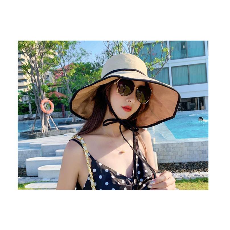 帽子 つば広帽 女優帽 キャペリン ハット レディース ぼうし 紐付き リバーシブル 両面 折りたたみ 飛ばない 日除け 紫外線対策 日焼け予防 UV | ブランド登録なし | 13