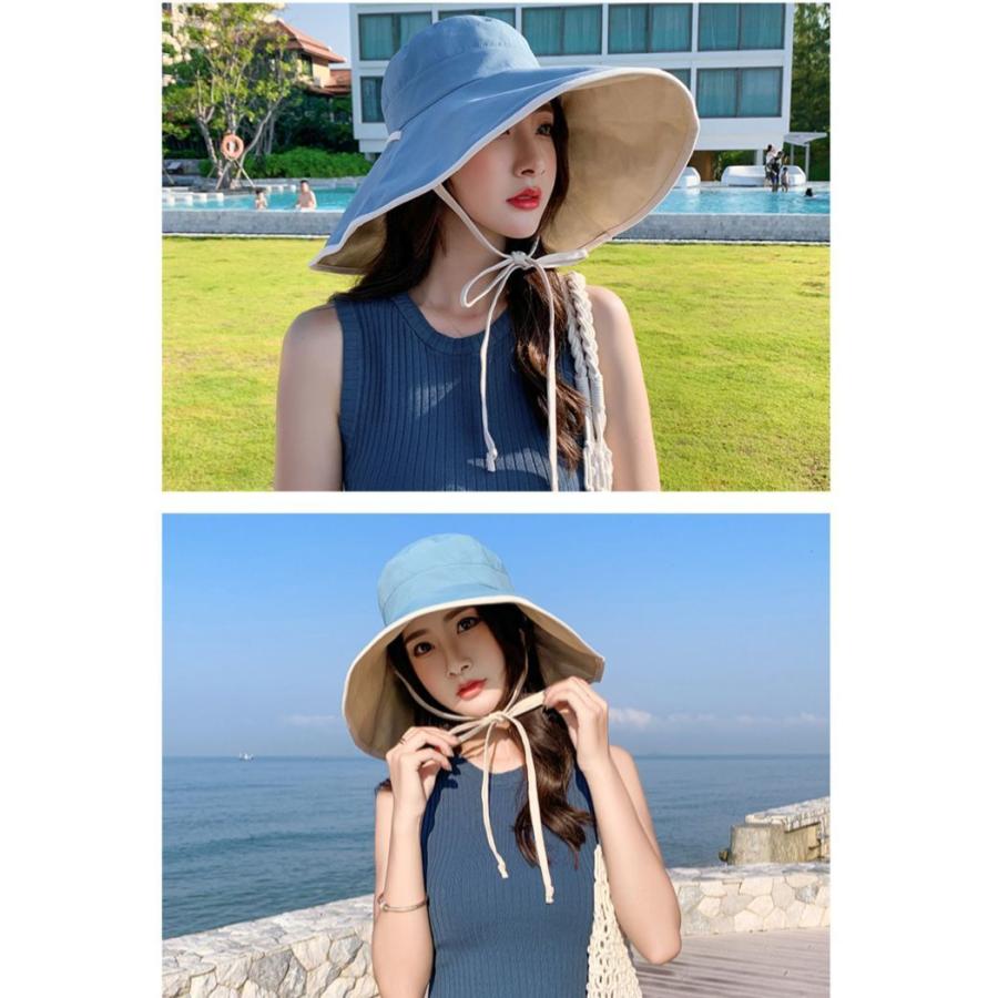 帽子 つば広帽 女優帽 キャペリン ハット レディース ぼうし 紐付き リバーシブル 両面 折りたたみ 飛ばない 日除け 紫外線対策 日焼け予防 UV | ブランド登録なし | 14