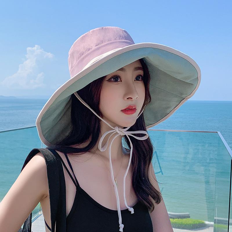 帽子 つば広帽 女優帽 キャペリン ハット レディース ぼうし 紐付き リバーシブル 両面 折りたたみ 飛ばない 日除け 紫外線対策 日焼け予防 UV | ブランド登録なし | 02