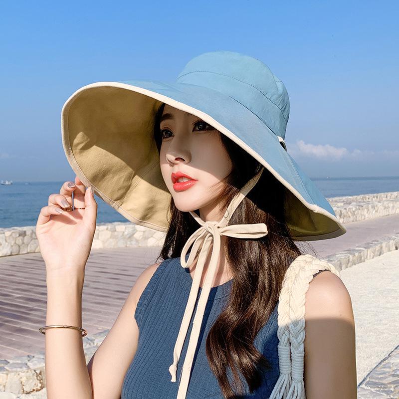 帽子 つば広帽 女優帽 キャペリン ハット レディース ぼうし 紐付き リバーシブル 両面 折りたたみ 飛ばない 日除け 紫外線対策 日焼け予防 UV | ブランド登録なし | 03