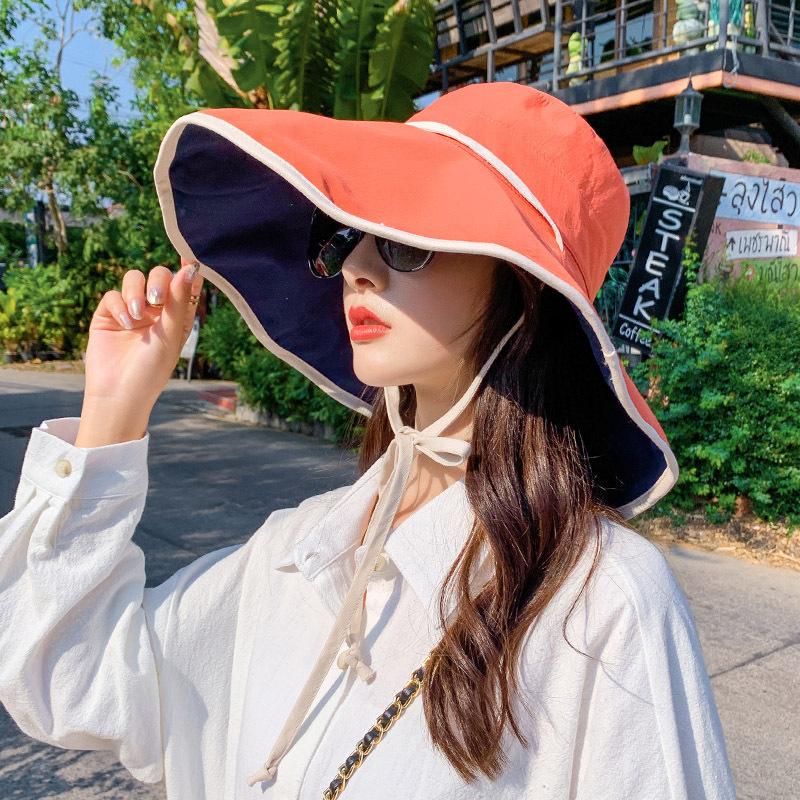 帽子 つば広帽 女優帽 キャペリン ハット レディース ぼうし 紐付き リバーシブル 両面 折りたたみ 飛ばない 日除け 紫外線対策 日焼け予防 UV | ブランド登録なし | 05