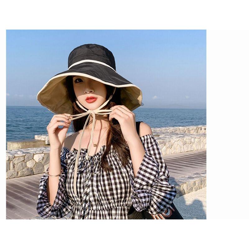 帽子 つば広帽 女優帽 キャペリン ハット レディース ぼうし 紐付き リバーシブル 両面 折りたたみ 飛ばない 日除け 紫外線対策 日焼け予防 UV | ブランド登録なし | 06