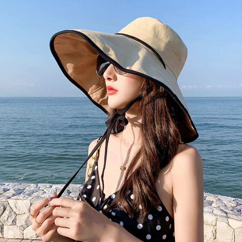 帽子 つば広帽 女優帽 キャペリン ハット レディース ぼうし 紐付き リバーシブル 両面 折りたたみ 飛ばない 日除け 紫外線対策 日焼け予防 UV | ブランド登録なし | 07