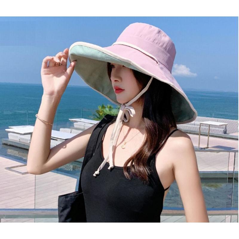 帽子 つば広帽 女優帽 キャペリン ハット レディース ぼうし 紐付き リバーシブル 両面 折りたたみ 飛ばない 日除け 紫外線対策 日焼け予防 UV | ブランド登録なし | 09
