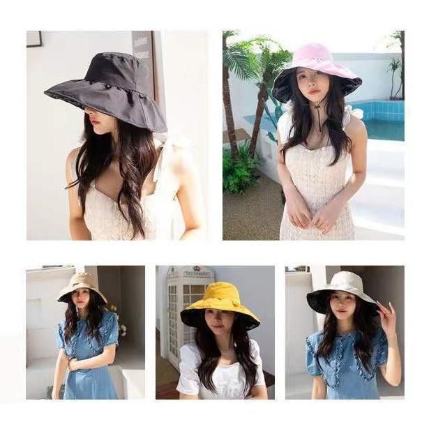 女優帽 帽子 つば広 レディース 女性 ぼうし ハット 紫外線対策 UV対策 日よけ 日焼け防止 あご紐付き やわらかい ソフト 折りたたみ 持ち運び | plusnao | 09