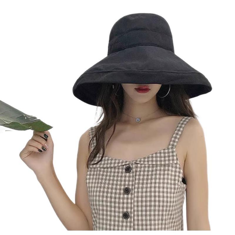 女優帽 レディース 女性 婦人 帽子 ぼうし ハット つば広 あご紐付き 黒 ベージュ ピンク ネイビー 無地 シンプル カジュアル お出かけシーン | plusnao | 10