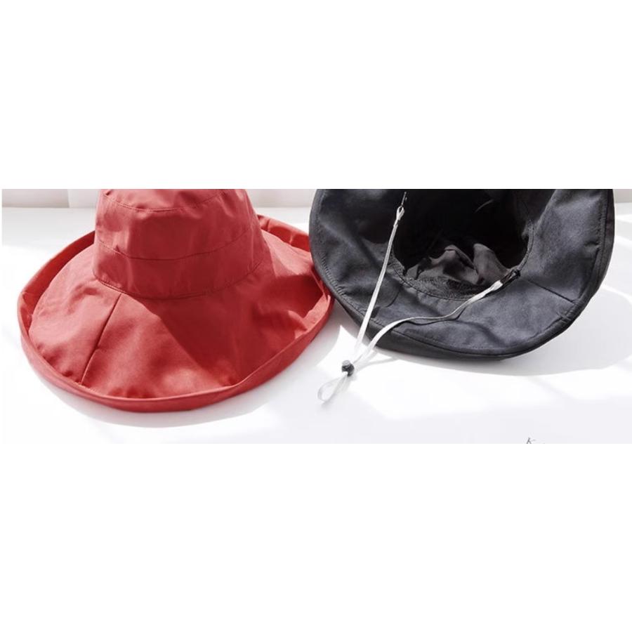 女優帽 レディース 女性 婦人 帽子 ぼうし ハット つば広 あご紐付き 黒 ベージュ ピンク ネイビー 無地 シンプル カジュアル お出かけシーン | plusnao | 14