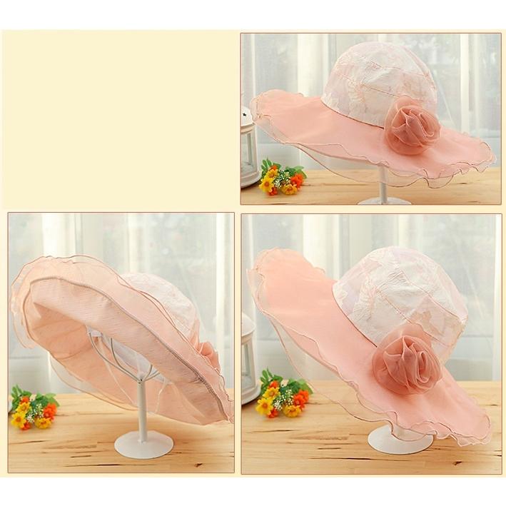 帽子 つば広ハット つば広帽子 女優帽 レディース 女性 折りたためる コンパクト 持ち歩き レース シフォン シースルー 日除け 日焼け対策 紫外線 | plusnao | 10