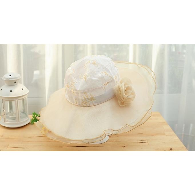 帽子 つば広ハット つば広帽子 女優帽 レディース 女性 折りたためる コンパクト 持ち歩き レース シフォン シースルー 日除け 日焼け対策 紫外線 | plusnao | 11