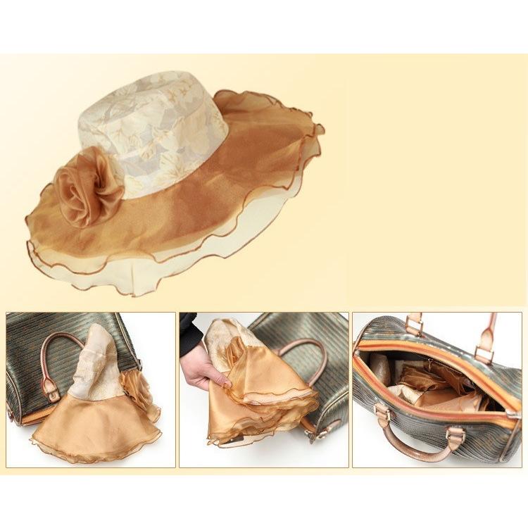 帽子 つば広ハット つば広帽子 女優帽 レディース 女性 折りたためる コンパクト 持ち歩き レース シフォン シースルー 日除け 日焼け対策 紫外線 | plusnao | 13