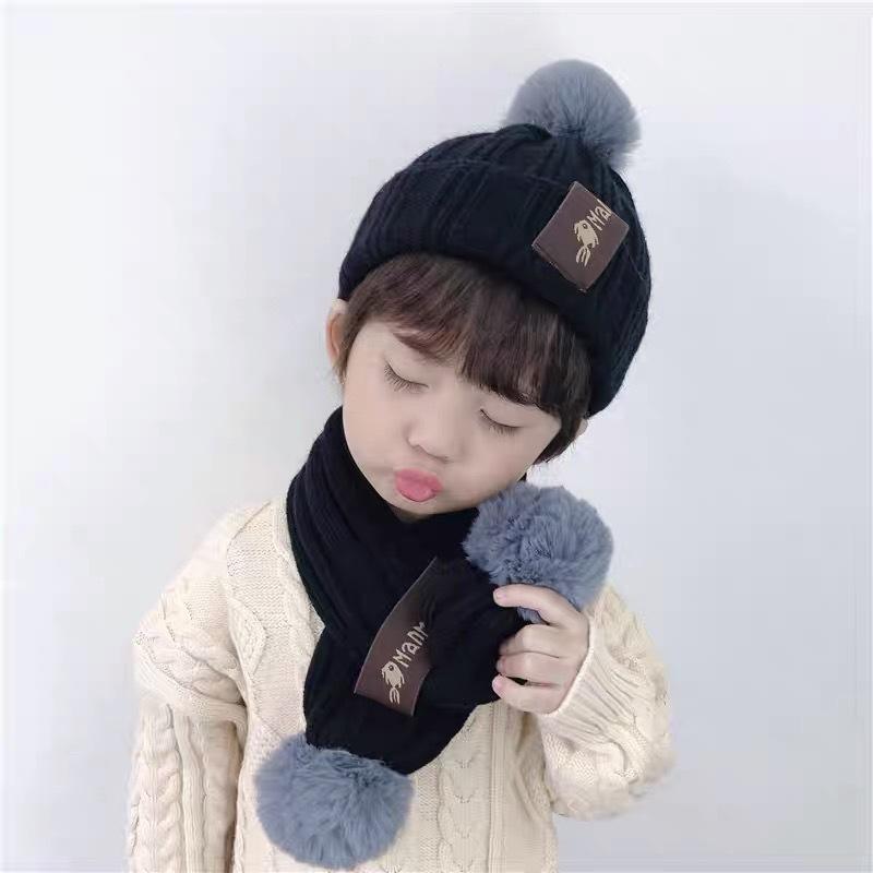 ニット帽 マフラー 2点セット ベビー キッズ 子供用 男の子 女の子 帽子 ニットキャップ 防寒 あったか 暖かい シンプル おしゃれ | plusnao | 01