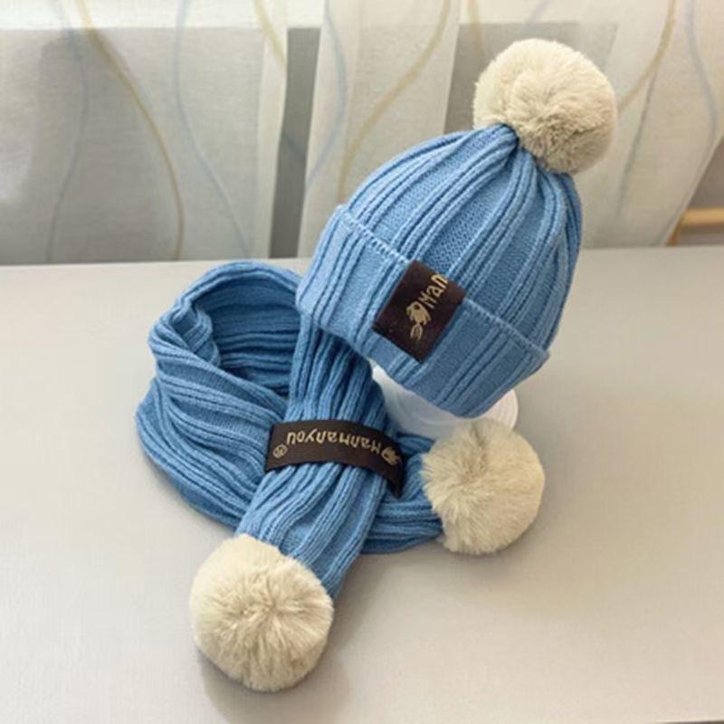 ニット帽 マフラー 2点セット ベビー キッズ 子供用 男の子 女の子 帽子 ニットキャップ 防寒 あったか 暖かい シンプル おしゃれ | plusnao | 05