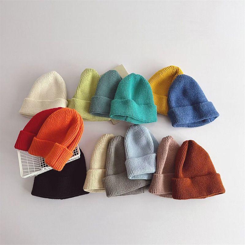ニット帽子 ベビー 赤ちゃん 子供用 キッズ 男女兼用 女の子 男の子 無地 単色 ニットキャップ 可愛い お洒落 シンプル 防寒 あったか 暖かい | plusnao | 01