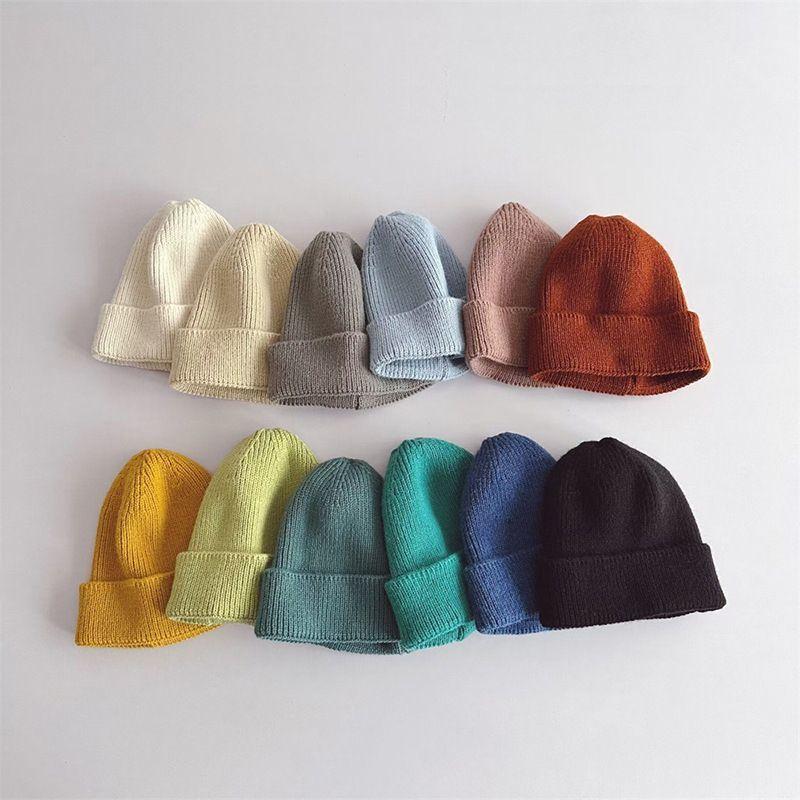 ニット帽子 ベビー 赤ちゃん 子供用 キッズ 男女兼用 女の子 男の子 無地 単色 ニットキャップ 可愛い お洒落 シンプル 防寒 あったか 暖かい | plusnao | 02