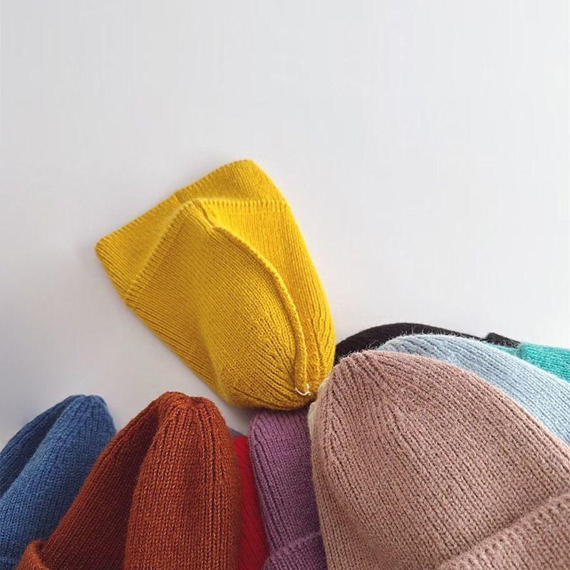 ニット帽子 ベビー 赤ちゃん 子供用 キッズ 男女兼用 女の子 男の子 無地 単色 ニットキャップ 可愛い お洒落 シンプル 防寒 あったか 暖かい | plusnao | 04