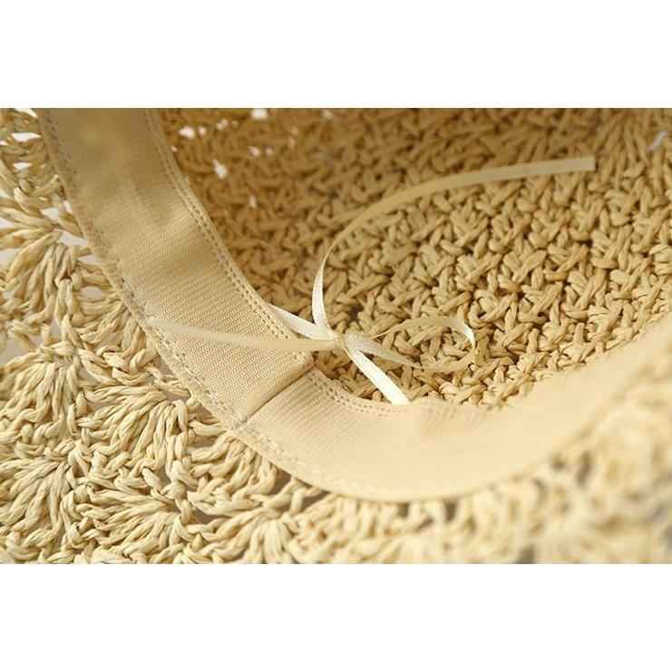帽子 麦わら帽子 ストローハット レディース 女性 折りたたみ可能 リボン シンプル カジュアル 日よけ 紫外線対策 ファッション小物 | ブランド登録なし | 07