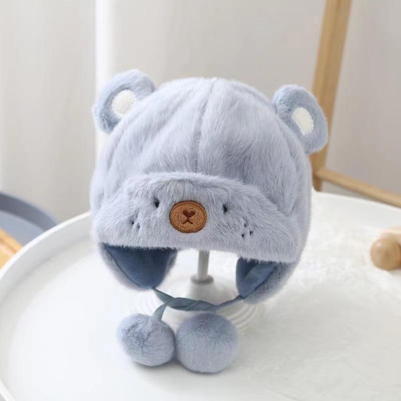 帽子 ベビー用 赤ちゃん クマ 熊 耳付き 耳当て ポンポン ふわふわ もこもこ アニマル 可愛い かわいい あったか おしゃれ 男の子 女の子 子ど | plusnao | 11