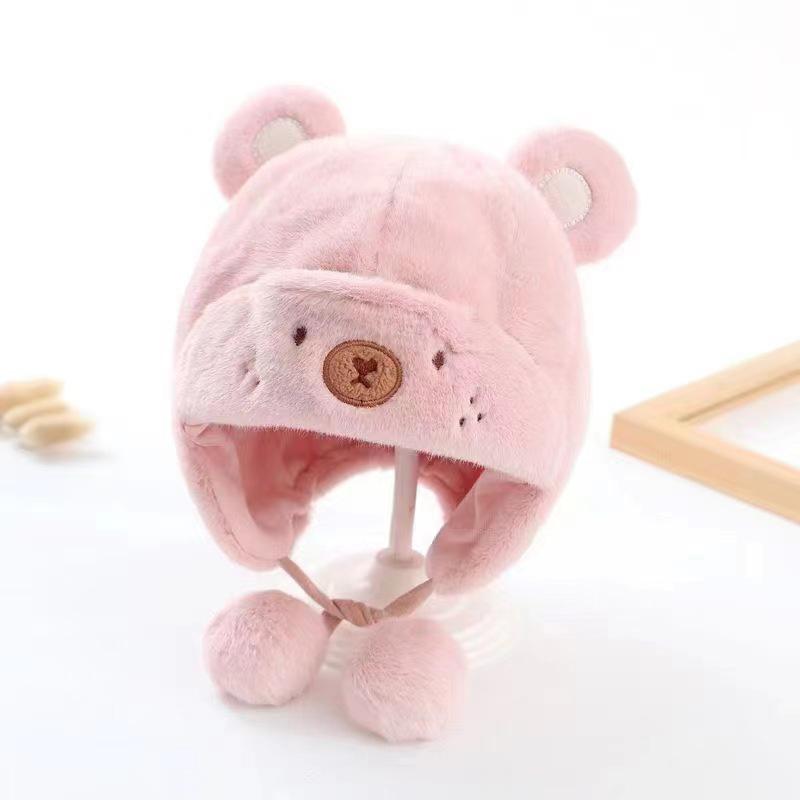 帽子 ベビー用 赤ちゃん クマ 熊 耳付き 耳当て ポンポン ふわふわ もこもこ アニマル 可愛い かわいい あったか おしゃれ 男の子 女の子 子ど | plusnao | 12