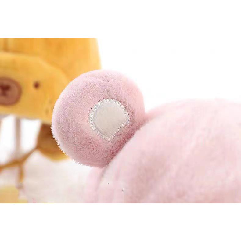 帽子 ベビー用 赤ちゃん クマ 熊 耳付き 耳当て ポンポン ふわふわ もこもこ アニマル 可愛い かわいい あったか おしゃれ 男の子 女の子 子ど | plusnao | 17