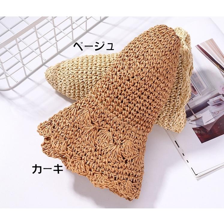 麦わら帽子 ストローハット 帽子 レディース 女性 サンハット 折りたたみ ワイヤー入り 調節可能 レースリボン 日除け 紫外線対策 熱中症対策 UV | ブランド登録なし | 11