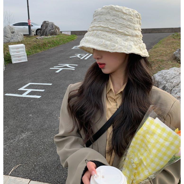 バケットハット 帽子 レディース ぼうし ポコポコ生地 ソリッドカラー 女性用 婦人用 日除け 紫外線対策 UV対策 熱中症対策 カジュアル お出かけ | plusnao | 12