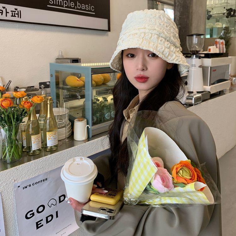 バケットハット 帽子 レディース ぼうし ポコポコ生地 ソリッドカラー 女性用 婦人用 日除け 紫外線対策 UV対策 熱中症対策 カジュアル お出かけ | plusnao | 09