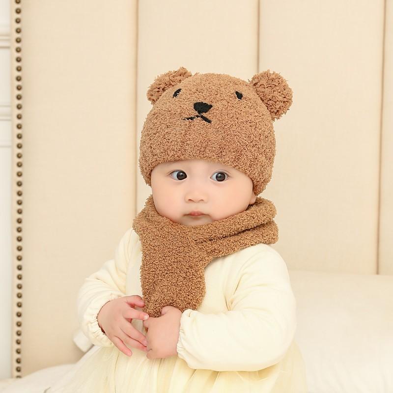 売れ筋がひクリスマスプレゼント! ベビー帽子 フード マフラー 暖かい ベビー クマ セット売り かわいい ワンサイズ ボア 男の子 動物 耳付き 女の子 アニマル 子供用 防寒 可愛 ベビー帽子 マフラー ベビーキッズ まとめ売り 女の子