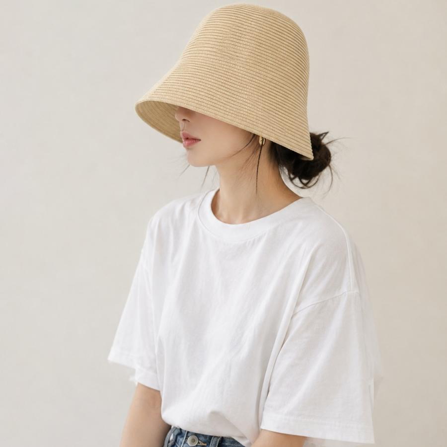 バケットハット ストローハット 麦わら帽子 レディース 女性 女子 帽子 ペーパーハット シンプル カジュアル かわいい おしゃれ 紫外線対策 日除け | ブランド登録なし | 01