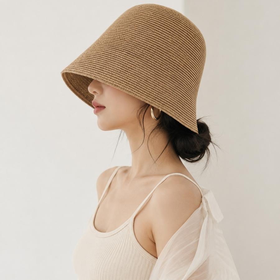 バケットハット ストローハット 麦わら帽子 レディース 女性 女子 帽子 ペーパーハット シンプル カジュアル かわいい おしゃれ 紫外線対策 日除け | ブランド登録なし | 03