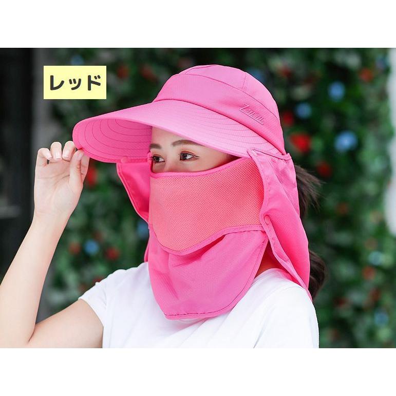 サンバイザー 帽子 4way フェイスカバー ネックカバー キャップ フェイスガード レディース 女性 おしゃれ 紫外線対策 日よけ つば広 あご紐 | ブランド登録なし | 10