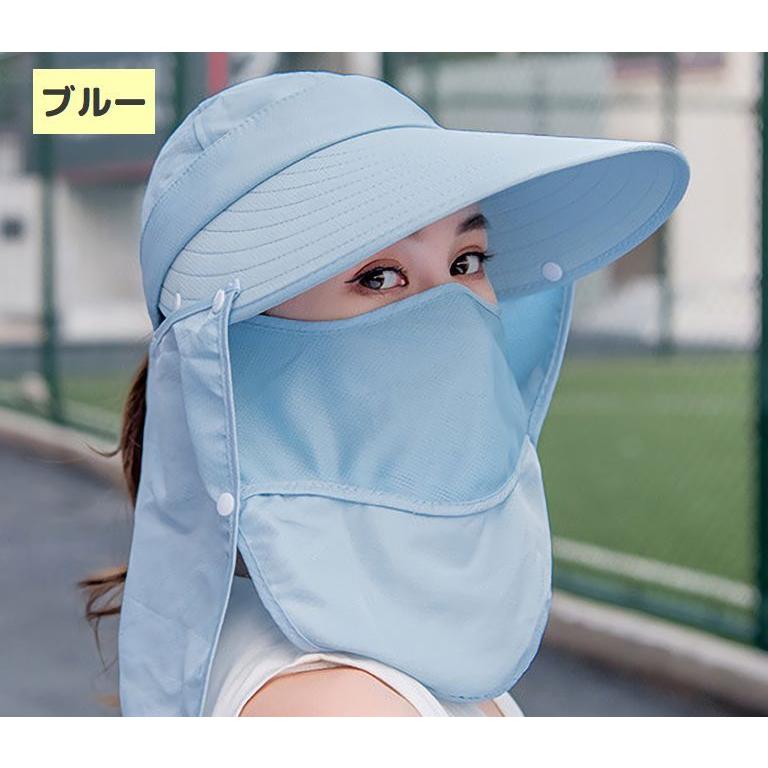 サンバイザー 帽子 4way フェイスカバー ネックカバー キャップ フェイスガード レディース 女性 おしゃれ 紫外線対策 日よけ つば広 あご紐 | ブランド登録なし | 16