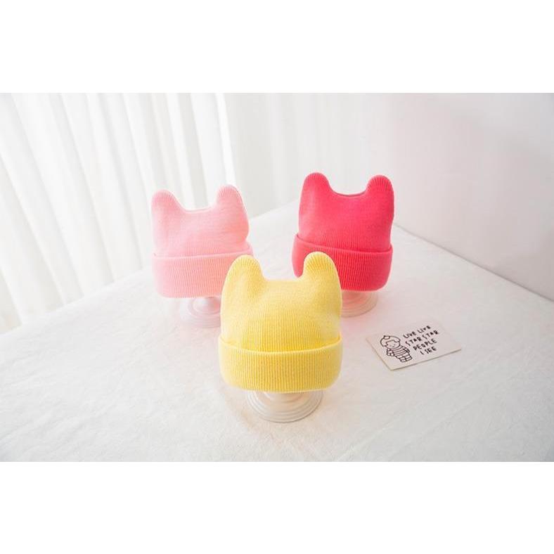 ニット帽 ニットキャップ 子供 ベビー 男の子 女の子 帽子 ボウシ ファッション小物 無地 単色 耳付き クマ シンプル かわいい おしゃれ カジュ | plusnao | 05