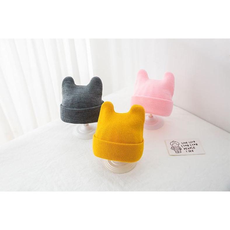 ニット帽 ニットキャップ 子供 ベビー 男の子 女の子 帽子 ボウシ ファッション小物 無地 単色 耳付き クマ シンプル かわいい おしゃれ カジュ | plusnao | 06