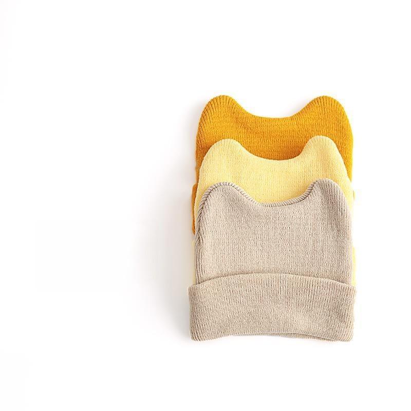 ニット帽 ニットキャップ 子供 ベビー 男の子 女の子 帽子 ボウシ ファッション小物 無地 単色 耳付き クマ シンプル かわいい おしゃれ カジュ | plusnao | 08