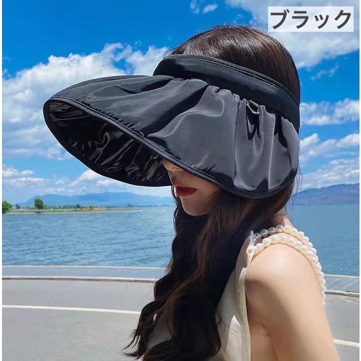 売却 サンバイザー 帽子 UVカット ヘアバンド 2WAY ブラック つば広 折り畳み サンバイザー 帽子 UVカット ヘアバンド 2WAY ブラック つば広 折り畳み