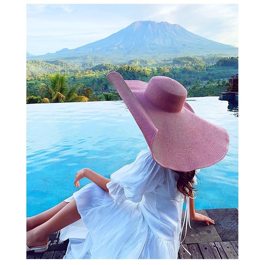 女優帽 麦わら帽子 レディース 女性 帽子 ぼうし ストローハット つば広 大きめ 折りたたみ シンプル 日除け 日よけ 日差し UV対策 紫外線対策 | plusnao | 09