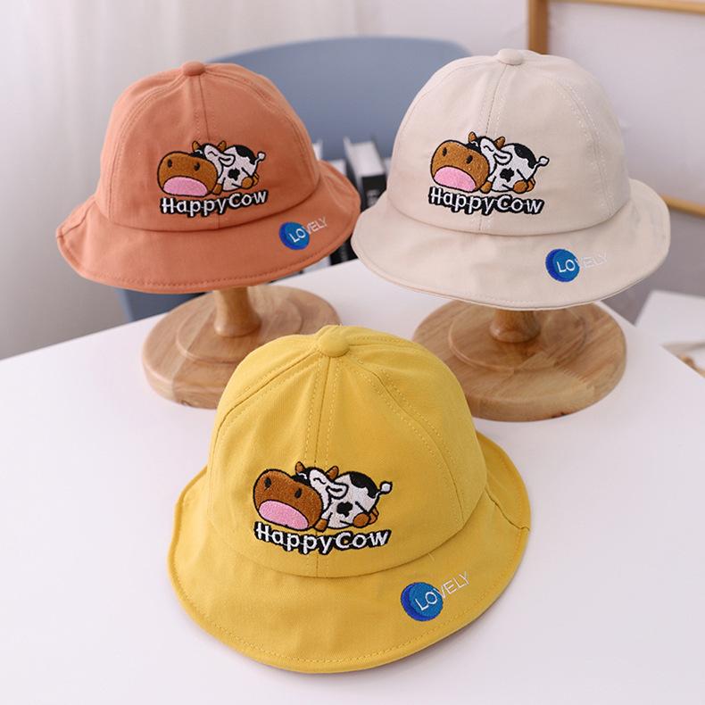 ファッション通販 帽子 クルーハット 子供用 ベビー 赤ちゃん 男の子 女の子 ぼうし 牛 ウシ 刺繍 アニマル柄 ゴム紐付き 紫外線対策 日よけ おしゃれ かわいい 最安値に挑戦