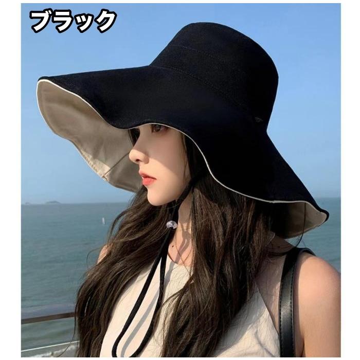 女優帽 リバーシブル レディース 女性 帽子 ハット つば広ハット 鍔広帽 ガーデンハット キャペリン ぼうし 紫外線対策 日差し おしゃれ シンプル | plusnao | 09