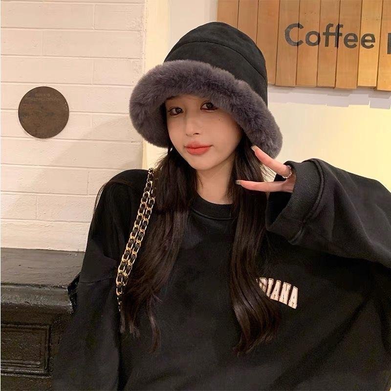 ハット バケットハット 帽子 レディース 女性 婦人 ボア モコモコ ふわふわ ぼうし 防寒対策 あたたかい かわいい おしゃれ | plusnao | 01