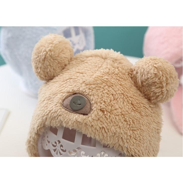 帽子 ボンネット ベビー あご紐 もこもこ ふわふわ あったか くま 耳付き 冬 36-46cm 防寒 0歳 1歳 赤ちゃん ぼうし かわいい おしゃ | plusnao | 06