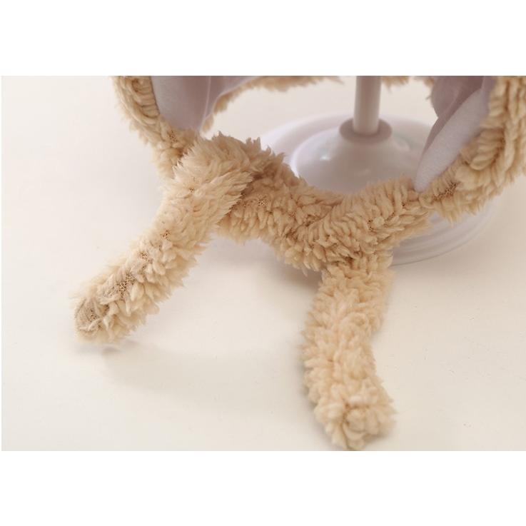 帽子 ボンネット ベビー あご紐 もこもこ ふわふわ あったか くま 耳付き 冬 36-46cm 防寒 0歳 1歳 赤ちゃん ぼうし かわいい おしゃ | plusnao | 07